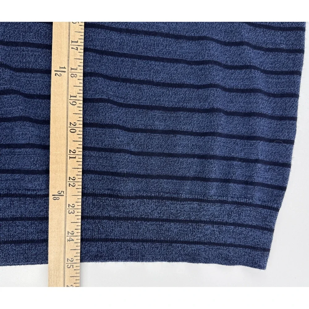 Banana Republic Sweater Men's‎ M Fine Italian Merino Wool Blue Stripe V-Neck